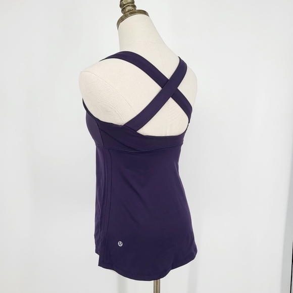 Lululemon Push Ur Limits Cross Tank Top Deep Zinfandel Purple Athletic Bra 6 - Picture 1 of 8